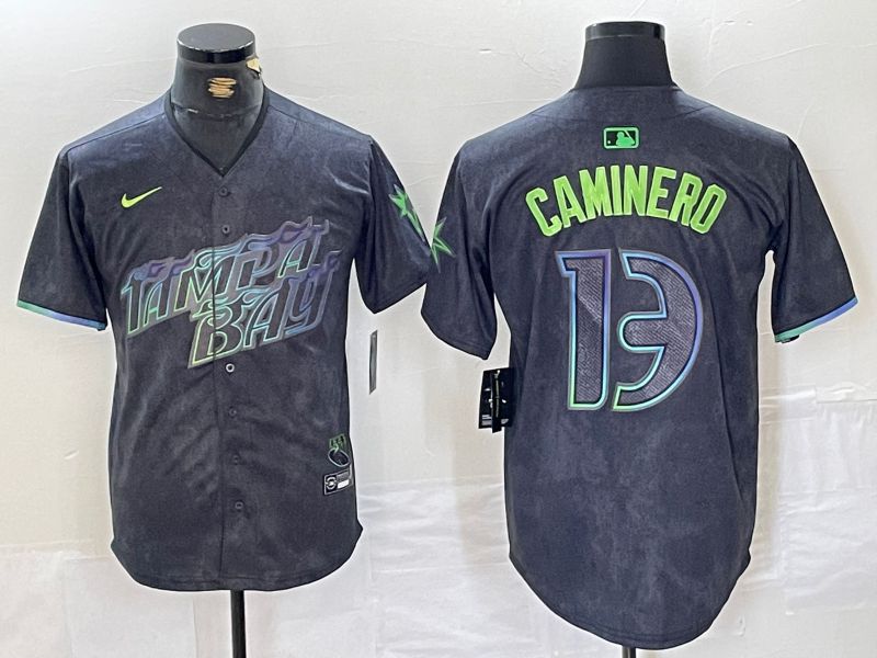 Men Tampa Bay Rays #13 Caminero Black City Edition Nike 2024 MLB Jersey style 1->tampa bay rays->MLB Jersey
